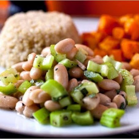 QUINOA & WHITE BEAN SALAD w/PAN FRIED SQUASH